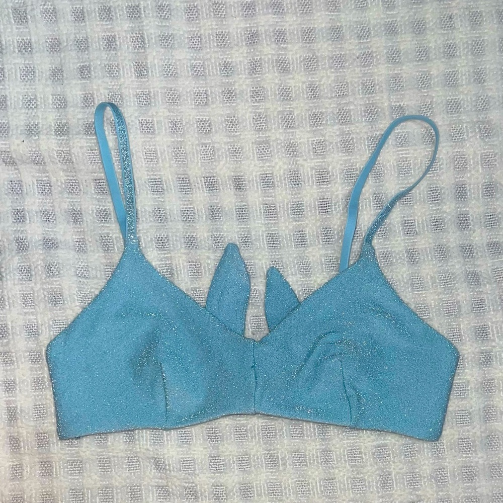 H&M Blue Sparkly Tie Swimsuit